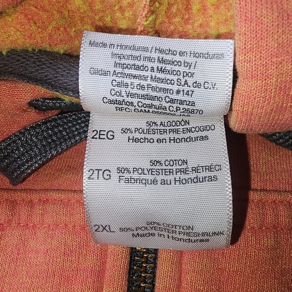 Arizona Zip Up Hoodie Sweatshirt Sweater Peach Embroidered Sunset Cactus 2X - Picture 7 of 10